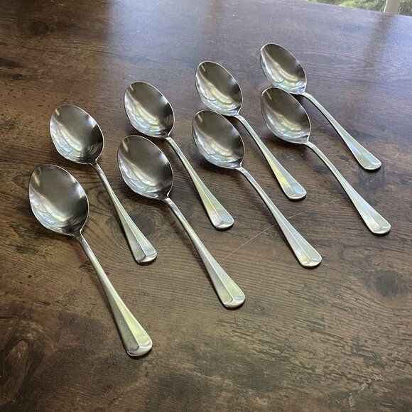 Oxford Hall Jamestown Oval Dinner Place Soup Spoon Stainless 6 7/8" Set of 8 - Picture 1 of 5